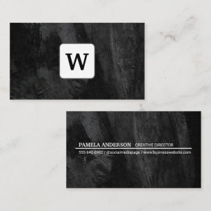 Monogram   Black Concrete Texture Business Card