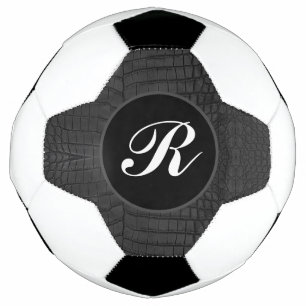Monogram Black Crocodile Leather Print Soccer Ball