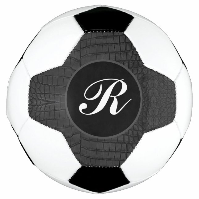 Monogram Black Crocodile Leather Print Soccer Ball (Front)