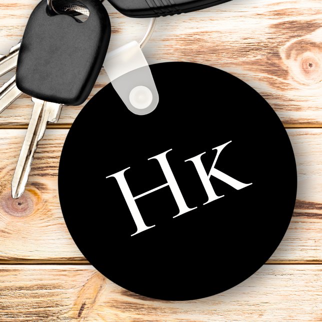 Monogram Black Elegant Classic Monogrammed Initial Key Ring (Creator Uploaded)