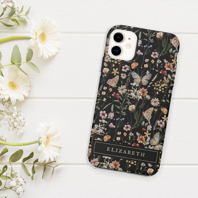 Monogram Black Floral iPhone case (Creator Uploaded)