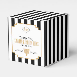 Monogram Black, Gold and White Art Deco Wedding Favour Box