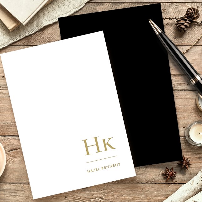 Monogram | Black Gold Classic Elegant Personalised Stationery (Creator Uploaded)