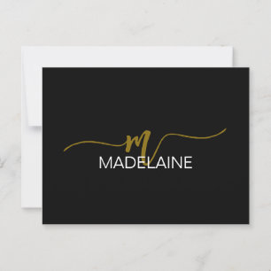 Monogram Black Gold Colour Personal  Postcard