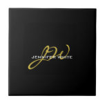 Monogram Black Gold Colour Plain Modern Own Name Ceramic Tile<br><div class="desc">Looking for a functional and a great looking design? This simple,  minimalist and modern design is for you. How about this design that will draw attention to you?</div>
