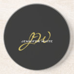 Monogram Black Gold Colour Plain Modern Own Name Coaster<br><div class="desc">Looking for a functional and a great looking design? This simple,  minimalist and modern design is for you. How about this design that will draw attention to you?</div>