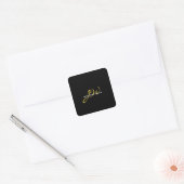 Monogram Black Gold Colour Plain Modern Own Name Square Sticker (Envelope)