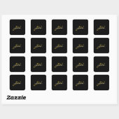 Monogram Black Gold Colour Plain Modern Own Name Square Sticker (Sheet)