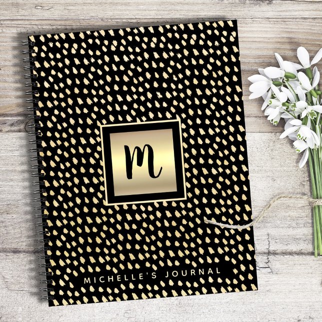 Monogram black gold foil bold modern script luxury notebook (Creator Uploaded)
