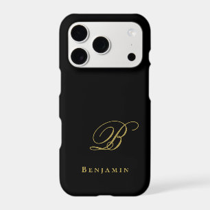 Monogram Black Gold Initial Name Minimalist Men