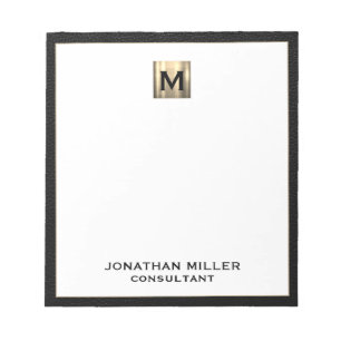 Monogram Black Gold Initial Notepad