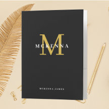 Monogram Black Gold Initial Personalised Name Poc