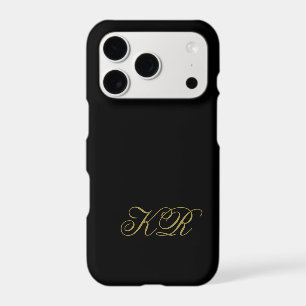 Monogram Black Gold Initials Minimalist Chic Men 