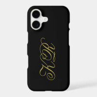 Monogram Black Gold Initials Script Minimalist Men