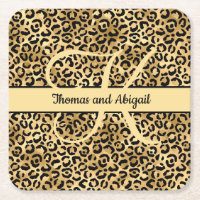 Monogram Black Gold Leopard Print Cheetah Animal
