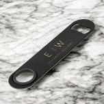 Monogram Black Gold Modern Minimalist Elegant<br><div class="desc">Introducing our Monogram Black Gold Modern Minimalist Elegant Bar Key Bottle Opener, a functional yet sophisticated addition to your barware collection. This premium bottle opener seamlessly combines classic elegance with contemporary minimalism, making it a stylish statement piece for your home bar or special events. Crafted with meticulous attention to detail,...</div>