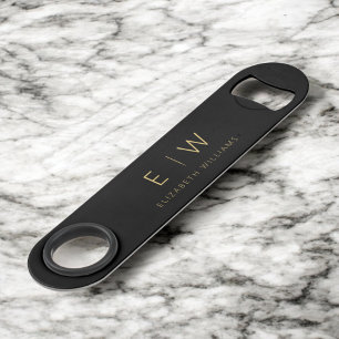 Monogram Black Gold Modern Minimalist Elegant