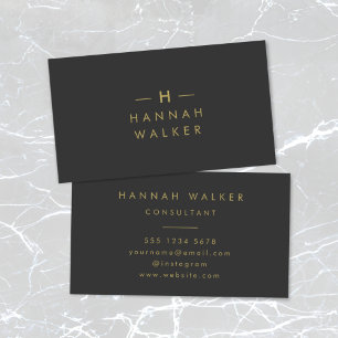 Monogram Black Gold   Modern Minimalist Elegant Business Card