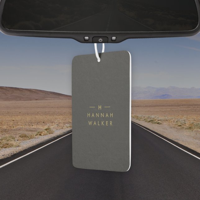 Monogram Black Gold | Modern Minimalist Elegant Car Air Freshener (Creator Uploaded)