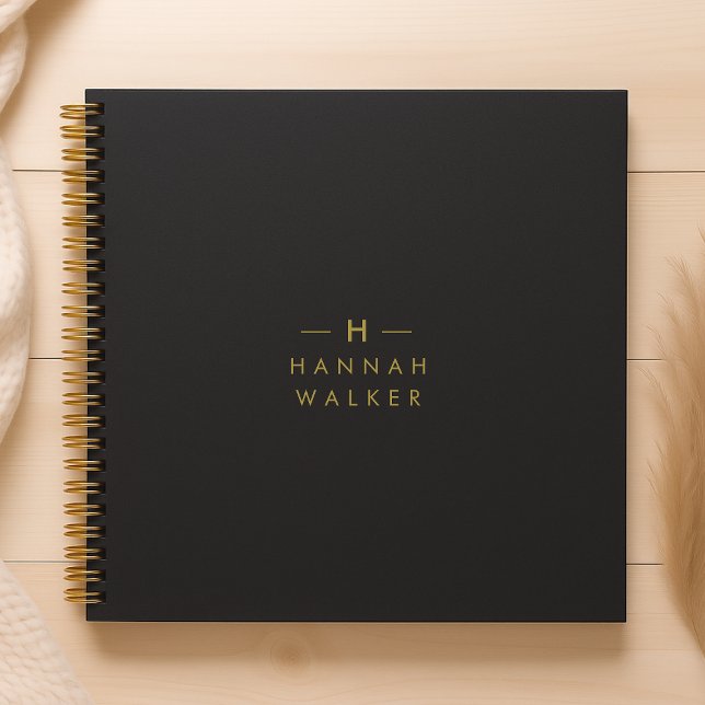 Monogram Black Gold | Modern Minimalist Elegant Notebook (Creator Uploaded)