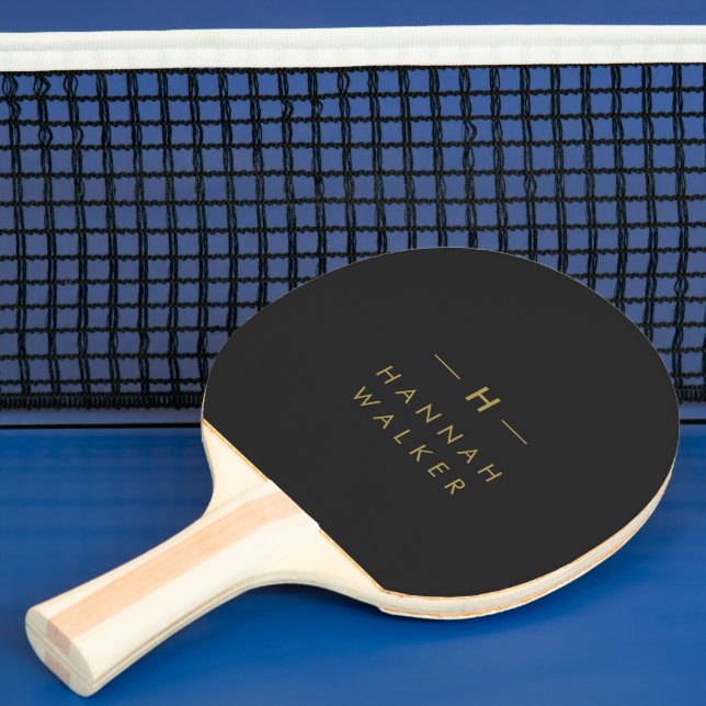 Monogram Black Gold | Modern Minimalist Elegant Ping Pong Paddle (Insitu)