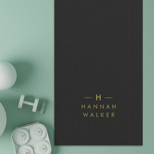 Monogram Black Gold   Modern Minimalist Elegant Yoga Mat