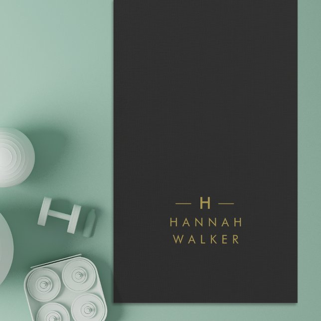 Monogram Black Gold | Modern Minimalist Elegant Yoga Mat (Creator Uploaded)