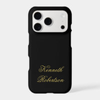 Monogram Black Gold Name Calligraphy Minimal Men