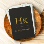 Monogram | Black Gold Personalised Name Custom Playing Cards<br><div class="desc">Monogram | Black Gold Personalised Name Custom Poker Cards</div>
