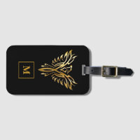 Monogram Black & Gold Phoenix Rising