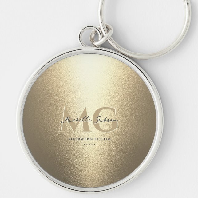 Monogram Black Gold Professional Elegant Modern Key Ring (Front)