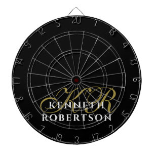 Monogram Black Gold White Minimalist Styling Men  Dartboard