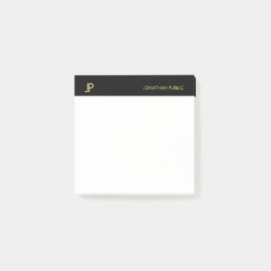 Monogram Black Gold White Modern Simple Template Post-it Notes
