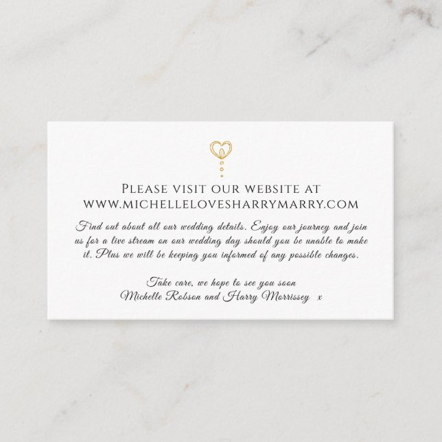 Monogram black gold white website info enclosure card (Front)