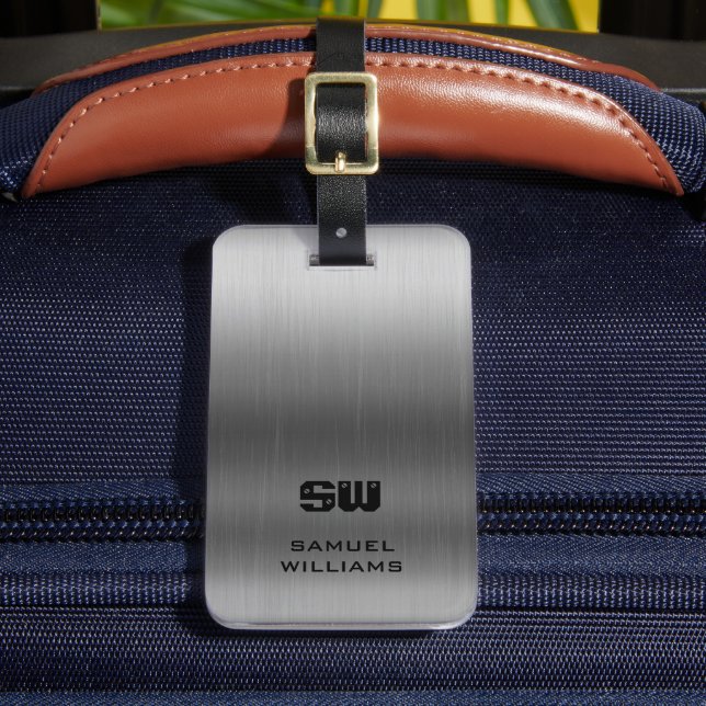 Monogram Black Gray Brushed Luggage Tag (Front Insitu 2)