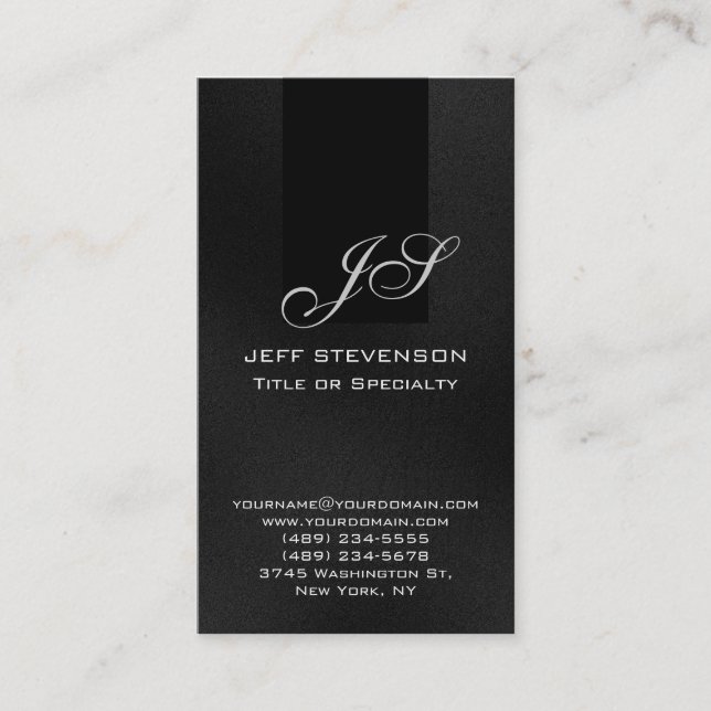 Monogram Black Grey Consultant Business Card (Front)