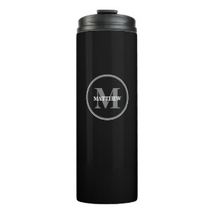 Monogram Black grey white Personalised Thermal Tumbler