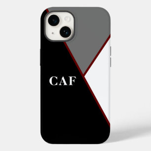 Monogram Black Grey White Red Geometric Minimalist Case-Mate iPhone 14 Case