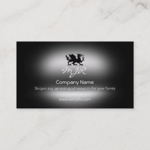 Monogram, Black Heraldic Dragon, metallic-effect Business Card