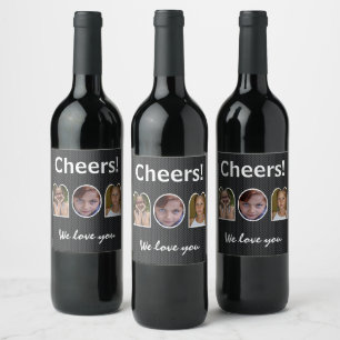 Monogram Black Initial Script Name Wine Label