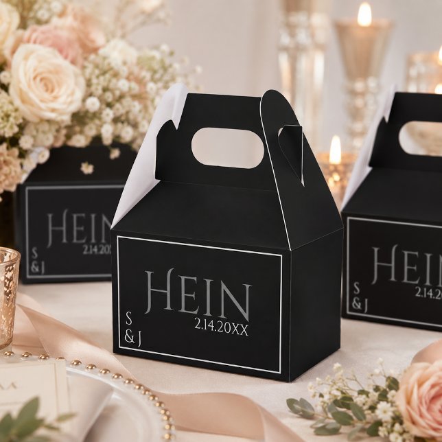Monogram Black Initials Date Wedding  Favour Box (Creator Uploaded)