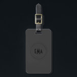 Monogram Black Leather Look Luggage Tag<br><div class="desc">Simple black leather look(image of leather). Custom and optional monogram. Cool masculine design. Available on other products</div>