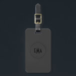 Monogram Black Leather Look Luggage Tag<br><div class="desc">Simple black leather look(image of leather). Custom and optional monogram. Cool masculine design. Available on other products</div>