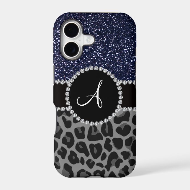 Monogram black leopard navy blue glitter (Back)