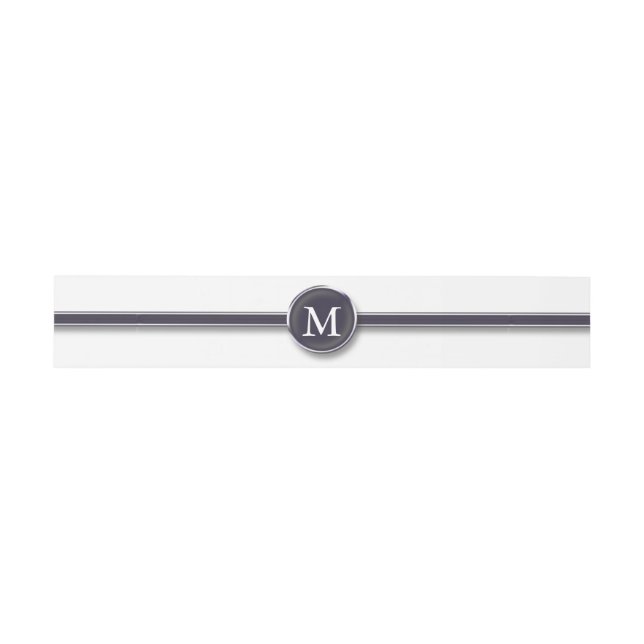 Monogram Black Line and Button Invitation Belly Band (Flat)