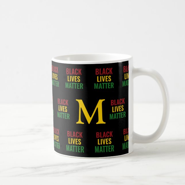 Monogram BLACK LIVES MATTER Red Yellow Green Coffee Mug (Right)