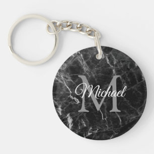 Monogram Black Marble Template Create Your Own Key Ring