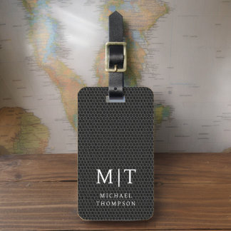 Monogram Black Metallic Elegant Pattern Luggage Tag