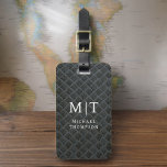 Monogram Black Metallic Elegant Pattern Luggage Tag<br><div class="desc">Elevate your travel experience with our Classic Elegant Modern Minimalist Monogram Luggage Tag. This meticulously designed accessory seamlessly combines timeless elegance with contemporary minimalism, ensuring your luggage stands out with sophistication. Crafted with precision and attention to detail, this luggage tag is more than just a practical item; it's a personalised...</div>