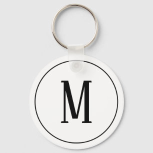 Monogram Black on White Keychain